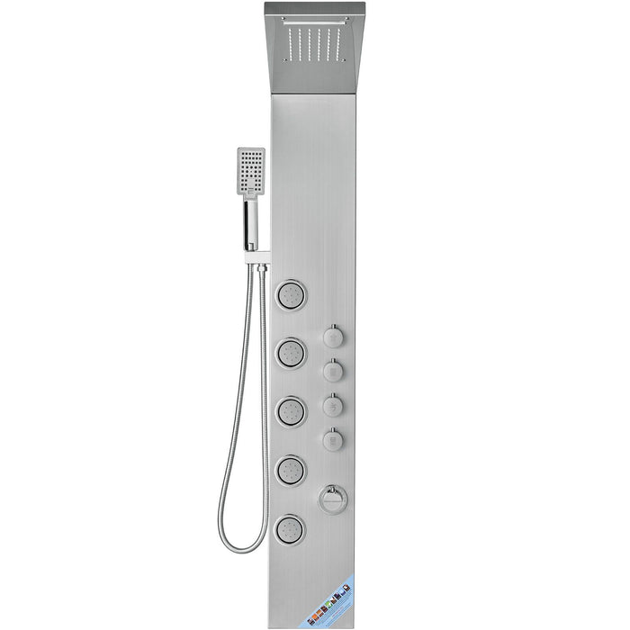 Shower Panel System, 4 Shower Modes Shower Panel Tower, Rainfall, Waterfall, 5 Full Body Massage Jets and 3-Setting Handheld Shower Head with 59" Hose, Stainless Steel Wall-Mounted Shower Set