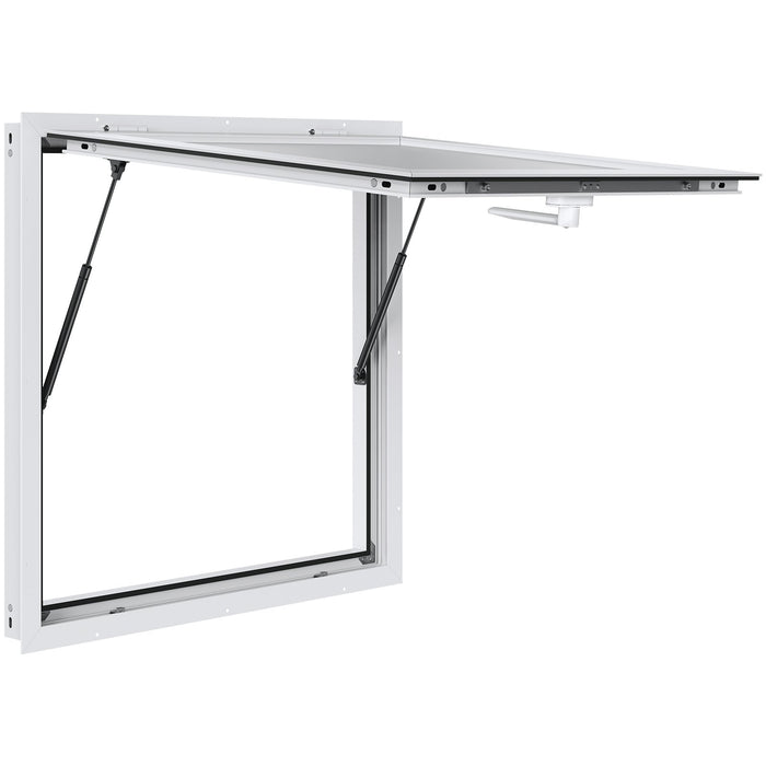 VEVOR Concession Window 91x91cm, Aluminum Alloy Food Truck Service Window with Awning Door & Drag Hook, Up to 85 Degrees Stand Serving Window for Food Trucks Concession Trailers, Glass Not Included