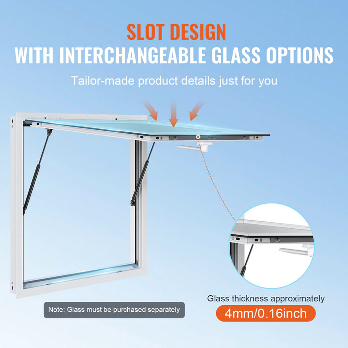 VEVOR Concession Window 91x91cm, Aluminum Alloy Food Truck Service Window with Awning Door & Drag Hook, Up to 85 Degrees Stand Serving Window for Food Trucks Concession Trailers, Glass Not Included