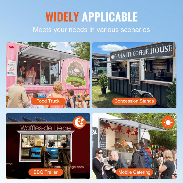 VEVOR Concession Window 91x91cm, Aluminum Alloy Food Truck Service Window with Awning Door & Drag Hook, Up to 85 Degrees Stand Serving Window for Food Trucks Concession Trailers, Glass Not Included