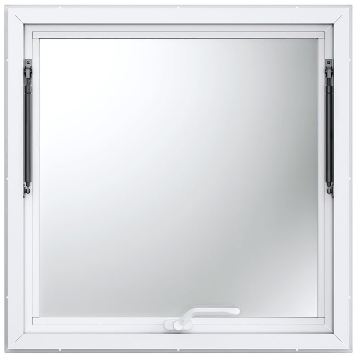 VEVOR Concession Window 91x91cm, Aluminum Alloy Food Truck Service Window with Awning Door & Drag Hook, Up to 85 Degrees Stand Serving Window for Food Trucks Concession Trailers, Glass Not Included