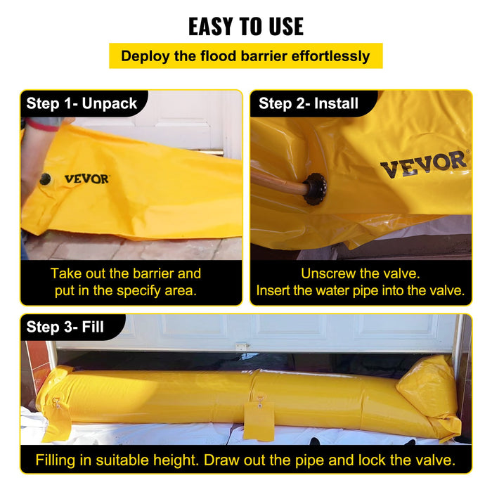 VEVOR Flood Barrier Hydro Barrier 24' Length x 6