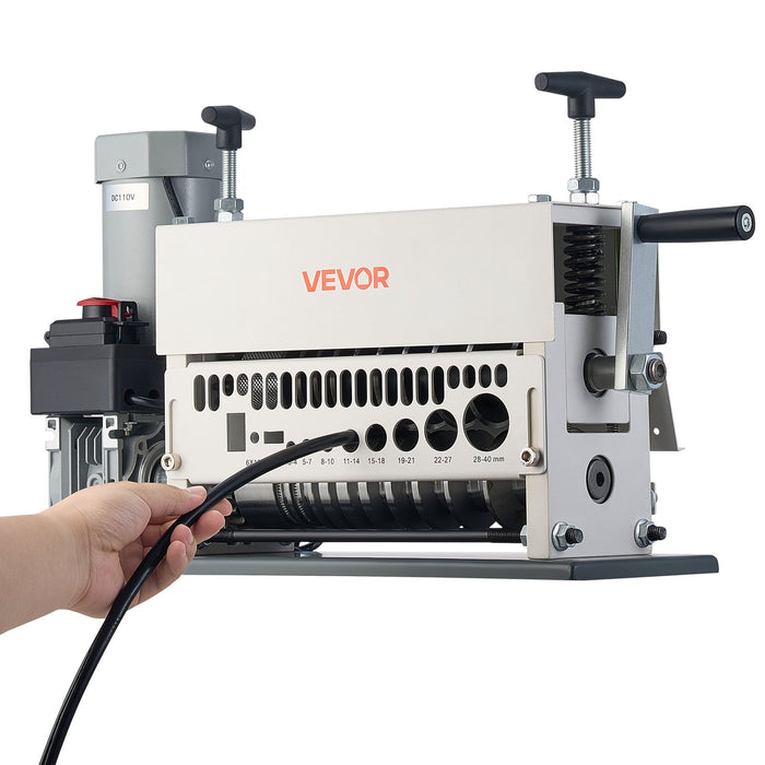 VEVOR Electric Wire Stripper Machine, 1.5-40 mm, 11 Channel Automatic Copper Cable Stripper,  370W Wire Stripper Tool with Manual Hand Crank Mode, Emergency Stop Button, for Scrap Copper Recycling
