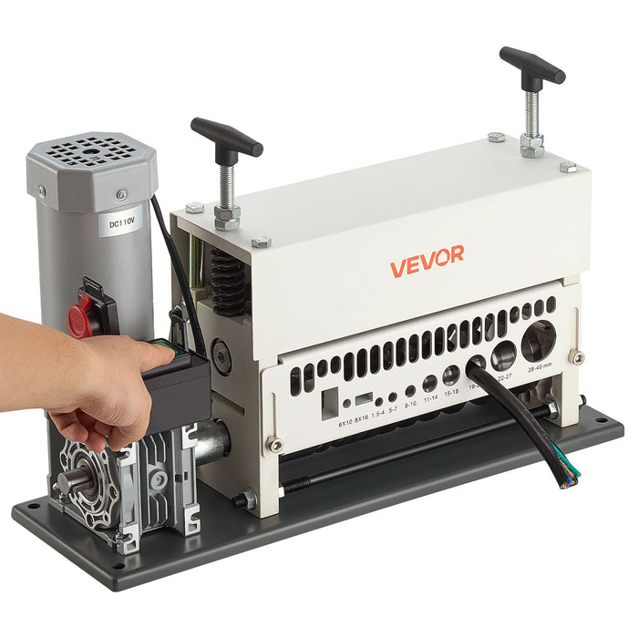 VEVOR Electric Wire Stripper Machine, 1.5-40 mm, 11 Channel Automatic Copper Cable Stripper,  370W Wire Stripper Tool with Manual Hand Crank Mode, Emergency Stop Button, for Scrap Copper Recycling