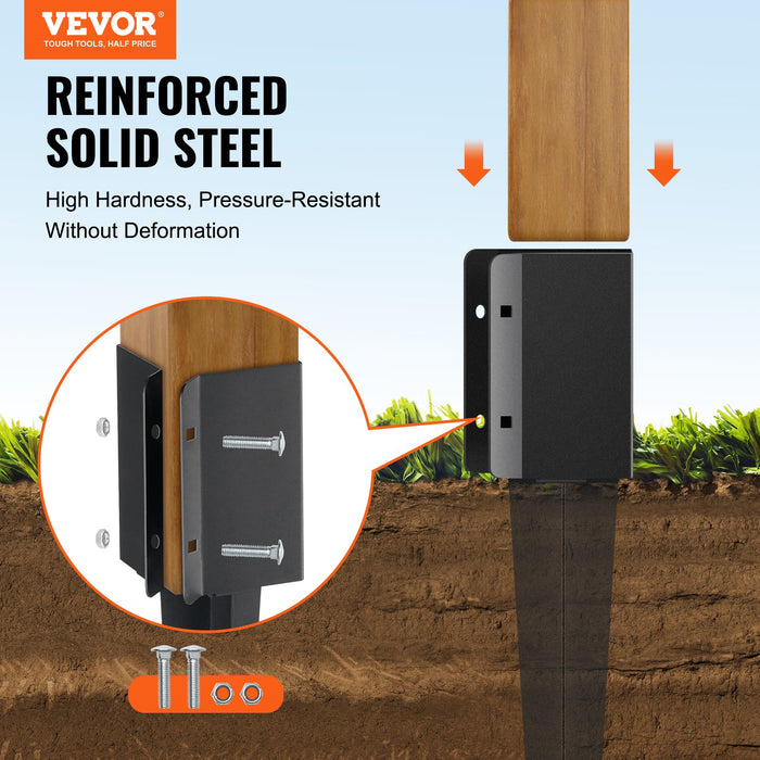 VEVOR Fence Post Anchor Ground Spike 6 Pack 24 x 4 x 4 In Metal Fence Stakes