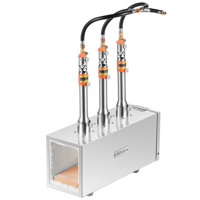 VEVOR Portable Propane Forge, 3 Burner Farrier Forge, 2600â„?Tool and Knife Making Blacksmithing Gas Forge, Large Capacity Square Stainless Steel Gas Forging Tools and Equipment for Metal Forging