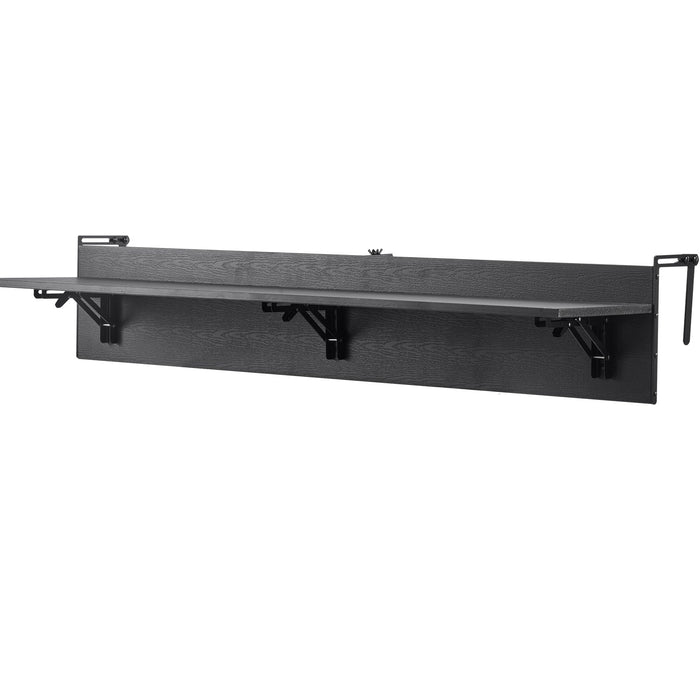 VEVOR Balcony Hanging Table, 12 x 48 in Folding Balcony Railing Table, Outdoor Balcony Bar Table for Railings, 50 lbs Loading, Fit Railing from 1" to 4.3", Serving Table for Patio & Deck