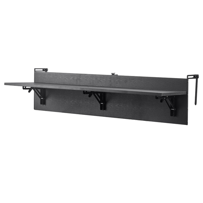 VEVOR Balcony Hanging Table, 12 x 48 in Folding Balcony Railing Table, Outdoor Balcony Bar Table for Railings, 50 lbs Loading, Fit Railing from 1" to 4.3", Serving Table for Patio & Deck