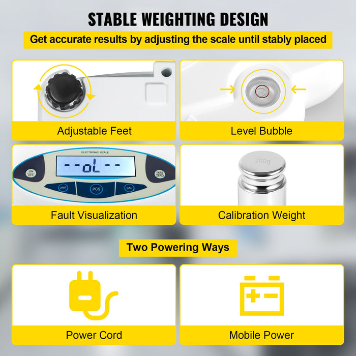 VEVOR Lab Analytical Balance Digital Precision Scale 500gx0.01g High Precision