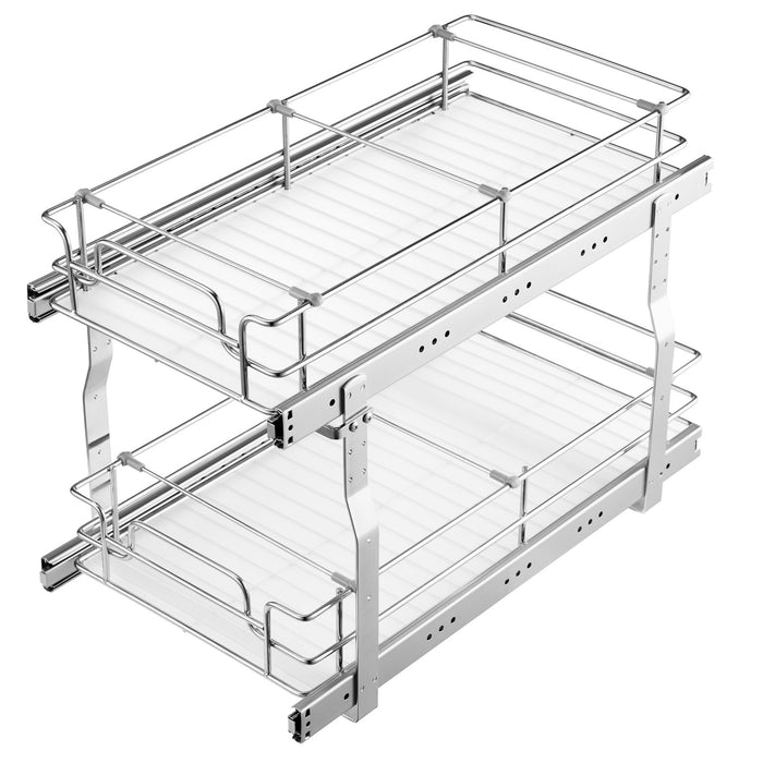 VEVOR 12"Wx21"Dx15"H Pull Out Cabinet Organizer, Heavy Duty Slide Out Pantry Shelves, Steel Roll Out Drawers, Sliding Drawer Storage for Home Under Sink, 13.5"Wx22"Dx18"H Install Size for Cabinet