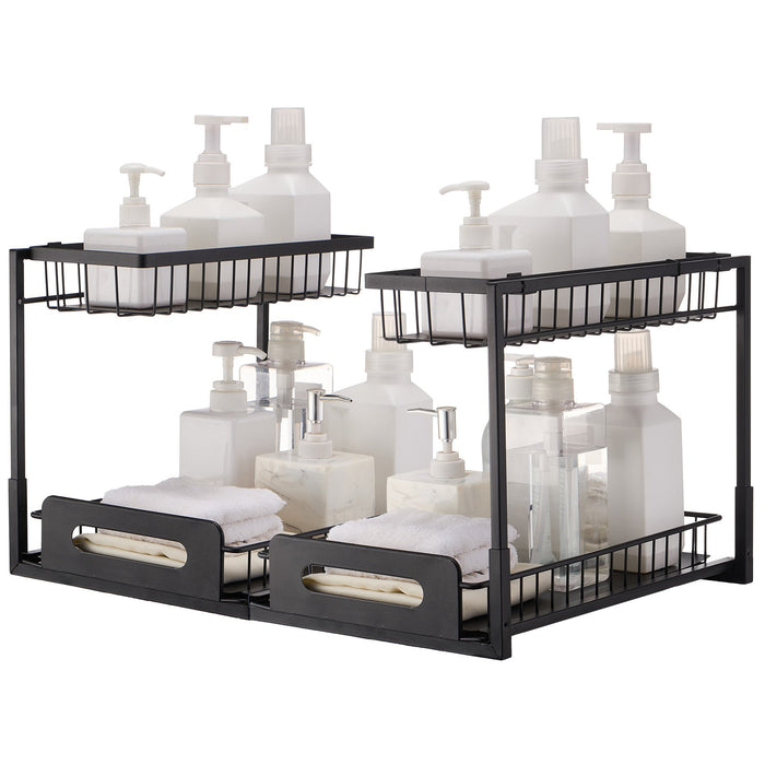 VEVOR 2-Tier Wire Pull Out Cabinet Under Sink Basket Organizer 10.7"x14.2" 2PCS