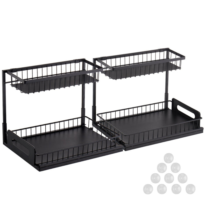 VEVOR 2-Tier Wire Pull Out Cabinet Under Sink Basket Organizer 10.7"x14.2" 2PCS