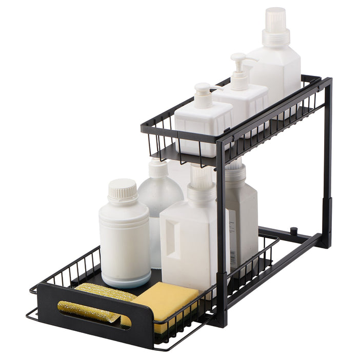 VEVOR 2-Tier Wire Pull Out Cabinet Under Sink Organizer 10.7"x14.2" Drawer Basket