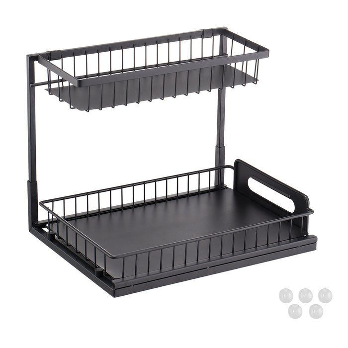 VEVOR 2-Tier Wire Pull Out Cabinet Under Sink Organizer 10.7"x14.2" Drawer Basket