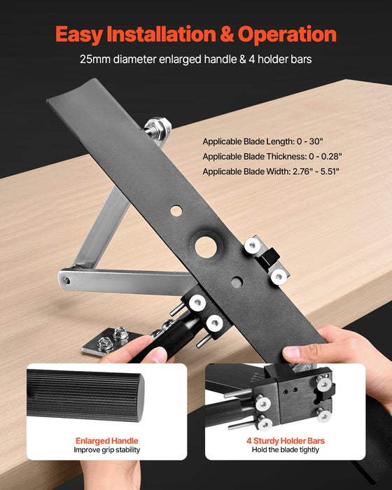 VEVOR Lawn Mower Blade Sharpener and Balancer, 15° - 45° Adjustable Lawnmower Blade Sharpening Tool with 4 Adapter Pins, Ball Bearings & 25mm Enlarged Handle, Compatible with Most Angle Grinders