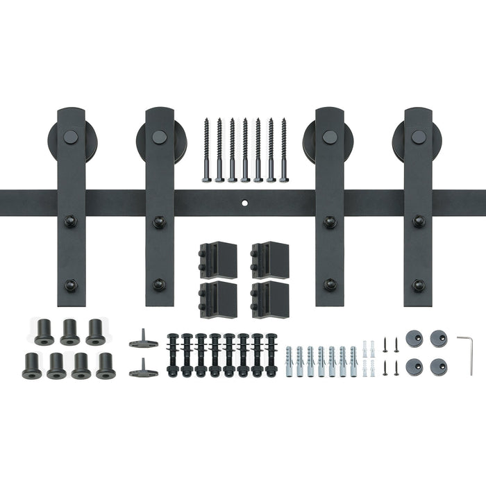 VEVOR 8FT Sliding Barn Door Hardware Closet Track Kit for Double Doors I Hanger