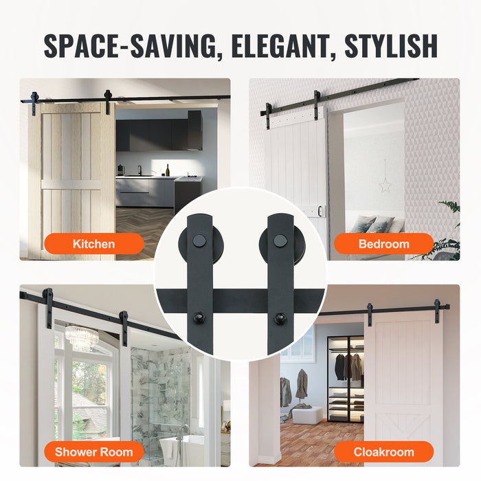 VEVOR 8FT Sliding Barn Door Hardware Closet Track Kit for Single Door I Hanger