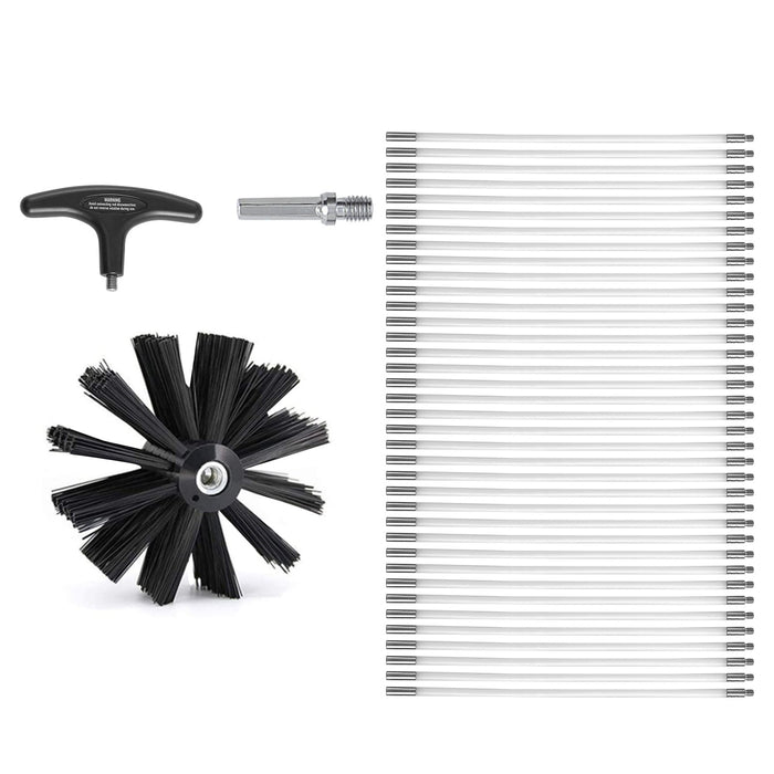 VEVOR 15.24M Dryer Vent Cleaner Kit, 37 Pieces Duct Cleaning Brush, Reinforced Nylon Dryer Vent Brush, Dryer Cleaning Tools Lint Remover with Flexible Lint Trap Brush, Clamp Connectors