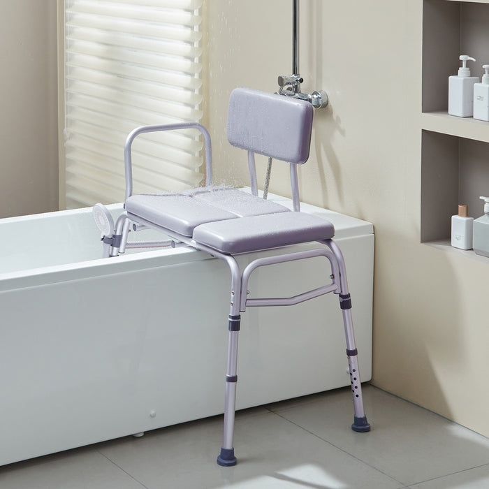 VEVOR Tub Transfer Bench for Bathtub 500lbs, Shower Seats for Adults, Lightweight Shower Bench for Elderly and Disabled with Padded Seat,  Non-Slip Bath Seats with Armrest and Reversible Backrest