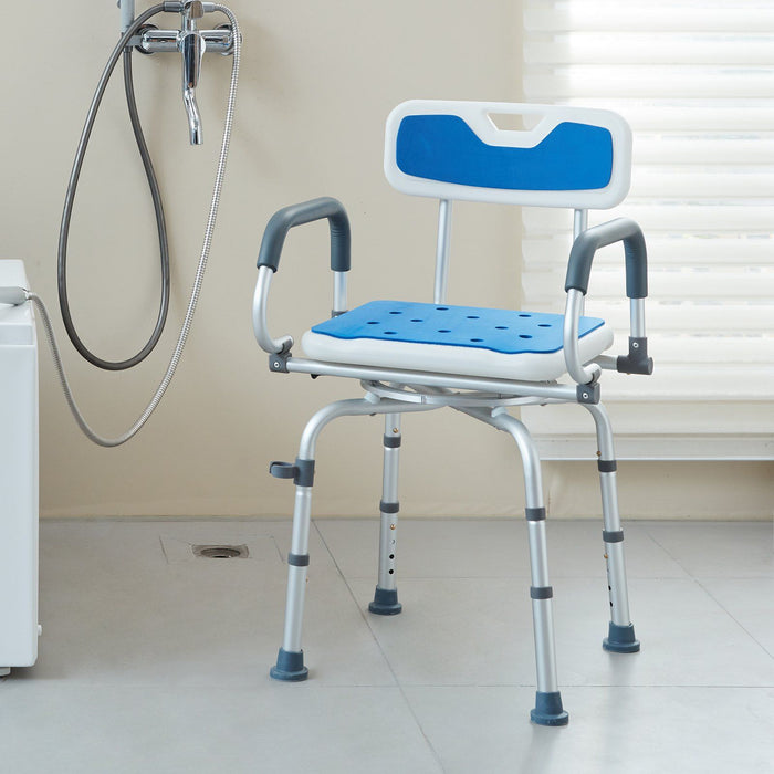 Swivel Shower Chair 360 Degree, Adjustable Shower Seat with Pivoting Arms for Inside Showers or Tubs, Non-Slip Rotating Bathtub Shower Chair for Elderly Disabled Injured, 400LBS Capacity