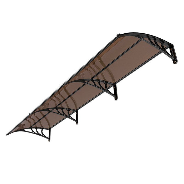 Awnings for Door Entrance, 965 x 2957 mm, Exterior Front Door Window Awnings with Drainage & ABS Bracket, Rain Snow Sun Protection, Overhang Polycarbonate Door Canopy for Porch Patio, Brown