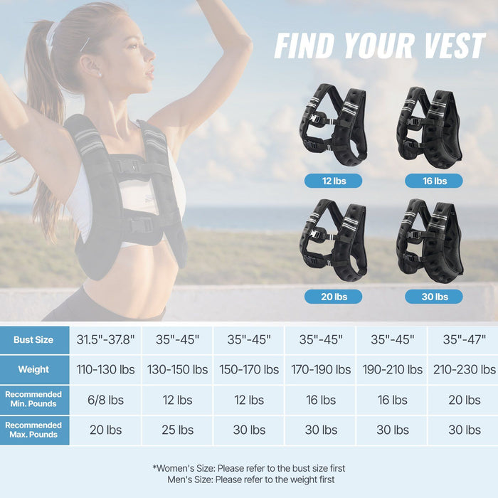 Weighted Vest, 20 lbs Weight Vest with Reflective Stripe, Adjustable Buckle Body Weight Vest for Men Women, Workout Equipment for Strength Training, Running, Jogging, Fitness, and Weight Loss