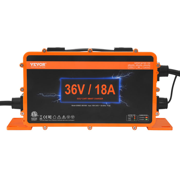 VEVOR 18 AMP Golf Cart Smart Battery Charger for EZGO D-Style IP67 ETL
