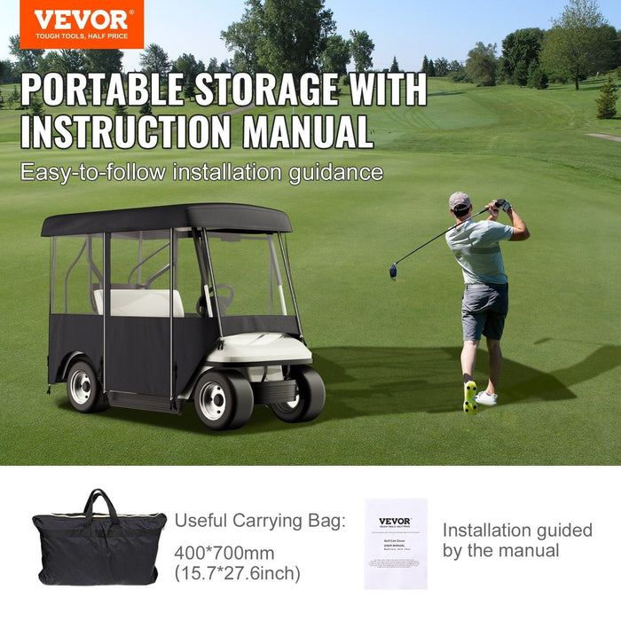 Golf Cart Enclosure, Polyester Driving Enclosure, Club Car Covers Universal Fits for 2+2 Passenger Golf Carts, Sunproof and Dustproof Outdoor Cart Cover