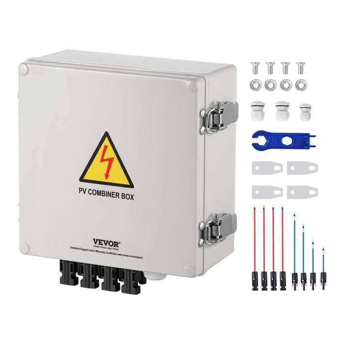 VEVOR Solar PV Combiner Box 4 String 10A for Solar Panel System ABS Case IP65