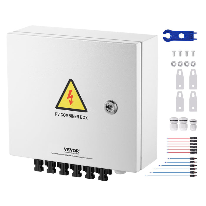 VEVOR Solar PV Combiner Box 6 String 10A for Solar Panel System Steel Case IP65