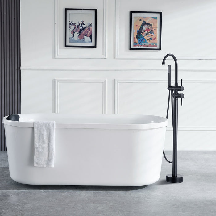 VEVOR Freestanding Bathtub Faucet, Floor Mount, Freestanding Tub Filler, Shower Mixer Taps, Two Water Modes, 360° Swivel Spout, for Bathing & Showering Pet Bathing Cleaning Drains Toilet Flushing