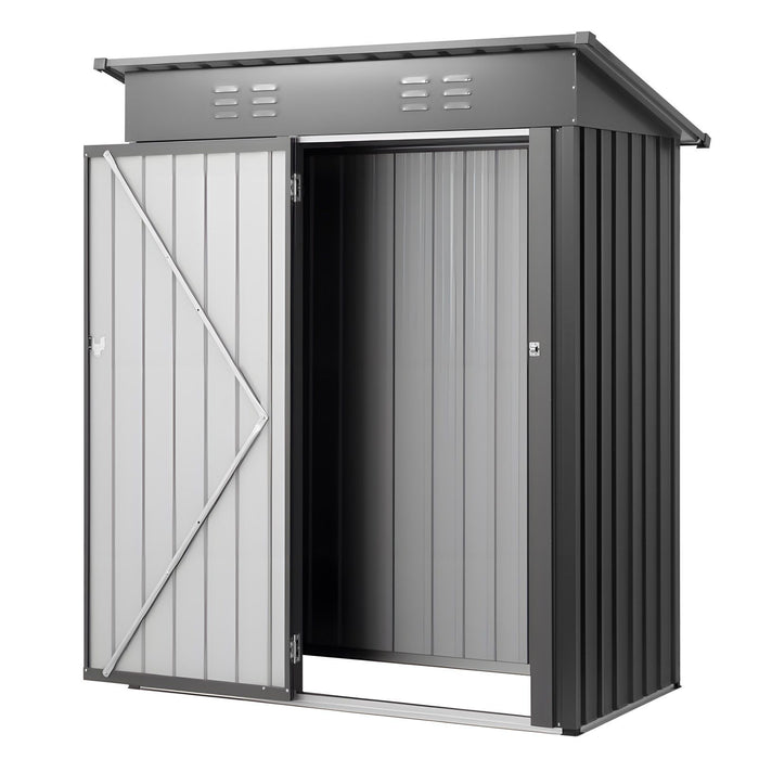 1533 x 876 x 1815 mm Metal Garden Shed, Storage Building with Lockable Door & 2 Louver Vents, Sloped Roof Metal Outdoor Storage Shed, Tool Sheds Outdoor Storage for Backyard, Garden, Patio