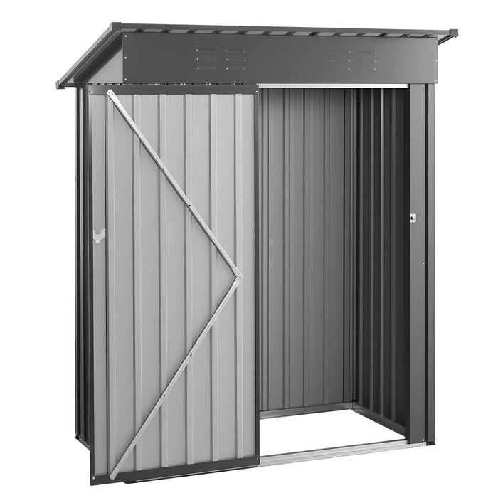 1533 x 876 x 1815 mm Metal Garden Shed, Storage Building with Lockable Door & 2 Louver Vents, Sloped Roof Metal Outdoor Storage Shed, Tool Sheds Outdoor Storage for Backyard, Garden, Patio
