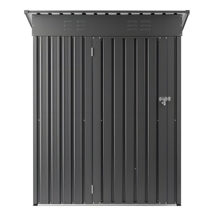 1533 x 876 x 1815 mm Metal Garden Shed, Storage Building with Lockable Door & 2 Louver Vents, Sloped Roof Metal Outdoor Storage Shed, Tool Sheds Outdoor Storage for Backyard, Garden, Patio
