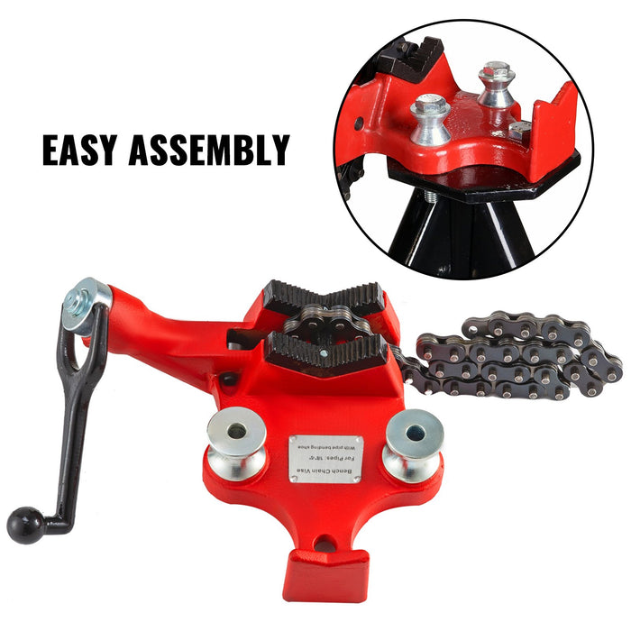Screw Bench Chain Vice For 1/8'' to 5'' Pipe Bench Vice With Crank Handle