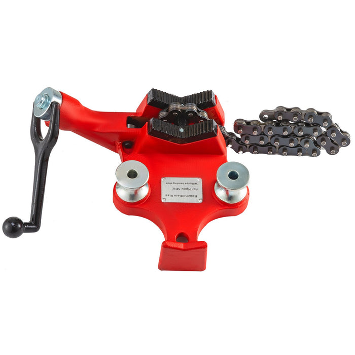 Screw Bench Chain Vice For 1/8'' to 5'' Pipe Bench Vice With Crank Handle