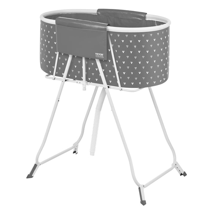 Portable Dog Bathtub, Elevated & Foldable Space-saving Pet Shower Station with Efficient Drainage, Bathing Tub for Washing & Grooming Small and Medium Size Dogs and Cats Indoor & Outdoor, Grey