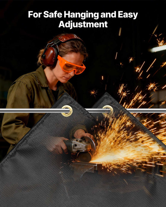 VEVOR Welding Blanket, 1829mm x 2438mm Silicone Coated Fiberglass Welding Blanket, 1800°F Heat Resistant Safety Protection Blankets, Flame Retardant Fireproof Insulation Mat with Metal Grommets