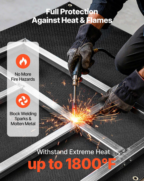 VEVOR Welding Blanket, 1219mm x 1829mm Silicone Coated Fiberglass Welding Blanket, 1800°F Heat Resistant Safety Protection Blankets, Flame Retardant Fireproof Insulation Mat with Metal Grommets