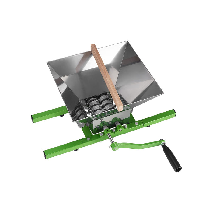 VEVOR 1.8 Gal/7L Fruit and Apple Crusher, Large Manual Grinder, Stainless Steel Fruit Scratter Pulper for Wine Cider Apple Grape Pressing, with Roller Handle for Kitchen Home, Green