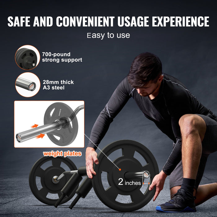 VEVOR Safety Squat Bar, 318kg Fitness Squat  Bar, Safety Squat Bar Attachment with Shoulder and Arm Pads, 28mm Diameter Weight Bar, Ideal for Front Squats, Lunges, Rehab, Physical Therapy