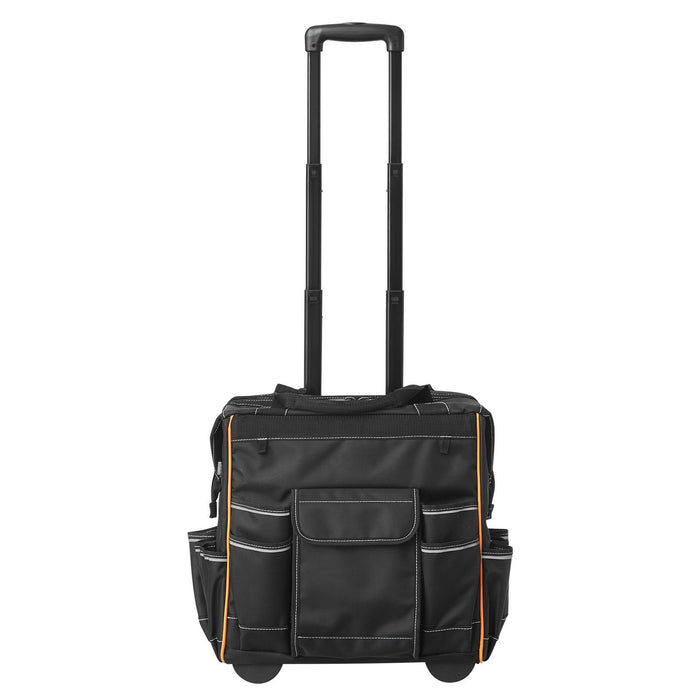 Rolling Tool Bag, 110 lbs Load Capacity, 25 Pockets Heavy Duty Roller Tool Bag on Wheels, Adjustable Telescoping Handle & Stable Base, Toolbag Organizers with Wheels for Construction, Mechanic