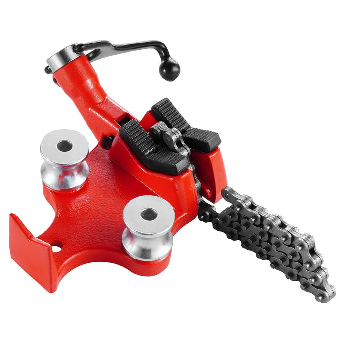 Heavy-Duty Pipe Chain Vise, 1/8" - 5" Pipe Capacity, 26" Rugged Chain & Cast Iron Base, Hitch Mount Vise Plate Holder With Adjustable Height - Fits 2 inch x 2 inch Receiver