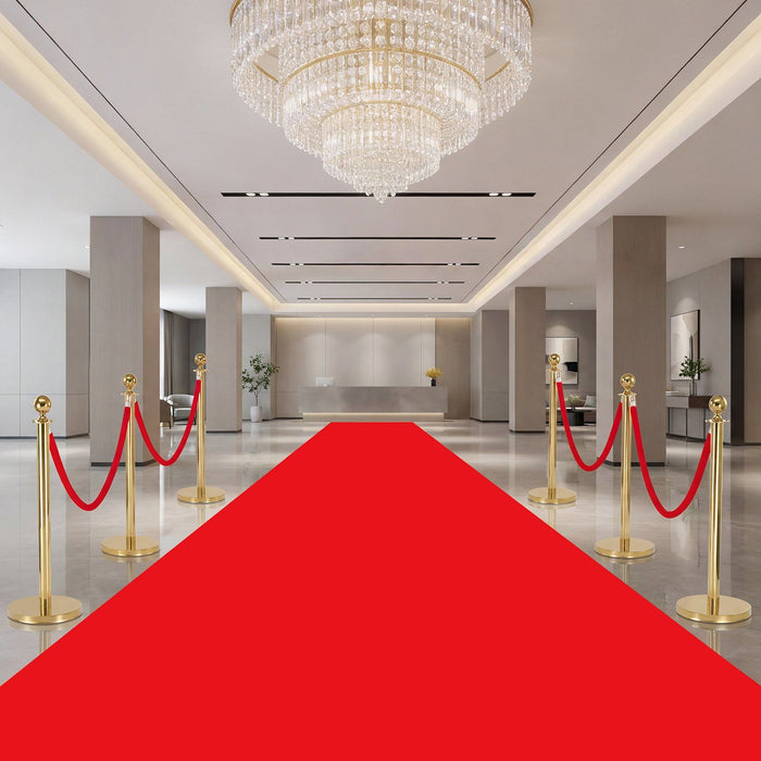 4 Pcs Red Velvet Stanchion Ropes, 1.5 m Crowd Control Stanchion Red Velvet Ropes with Silver Hooks, Post Queue Barrier Carpet Rope for Carpet Events Movie Theaters Grand Openings Hotels Party