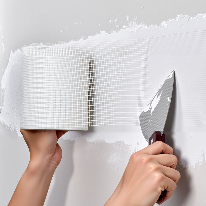 Drywall Mesh Tape, 150mm W x 30m L Self-Adhesive Fiberglass Drywall Joint Tape, 12 Rolls Dry Wall Patch for Easy Sheetrock Ceiling Crack Repair, to Achieve Smooth Even Wall Surface