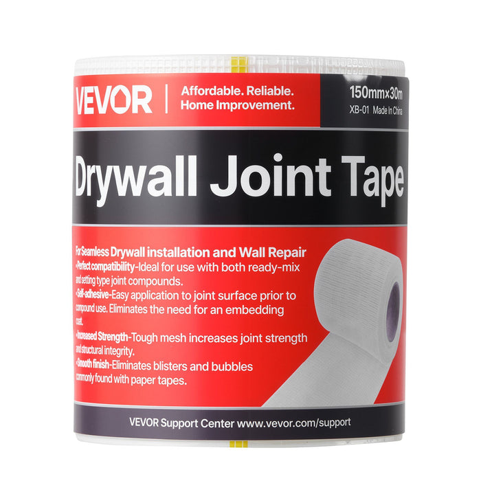 Drywall Mesh Tape, 150mm W x 30m L Self-Adhesive Fiberglass Drywall Joint Tape, 12 Rolls Dry Wall Patch for Easy Sheetrock Ceiling Crack Repair, to Achieve Smooth Even Wall Surface