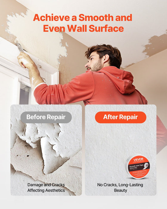 Drywall Mesh Tape, 50mm W x 45m L Self-Adhesive Fiberglass Drywall Joint Tape, 36 Rolls Dry Wall Patch for Easy Sheetrock Ceiling Crack Repair, to Achieve Smooth Even Wall Surface
