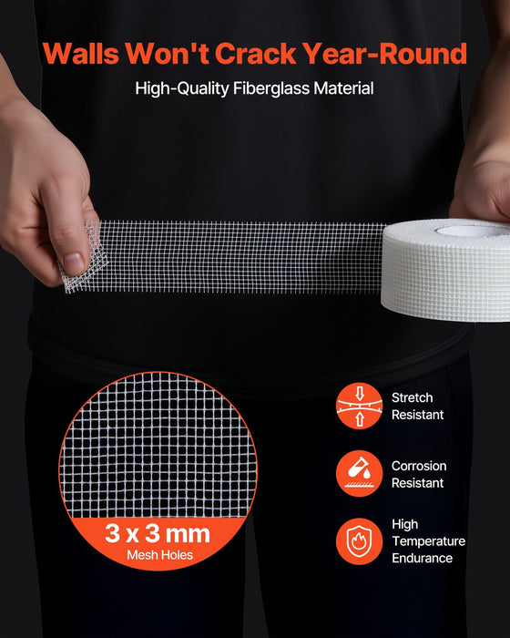 Drywall Mesh Tape, 50mm W x 45m L Self-Adhesive Fiberglass Drywall Joint Tape, 36 Rolls Dry Wall Patch for Easy Sheetrock Ceiling Crack Repair, to Achieve Smooth Even Wall Surface