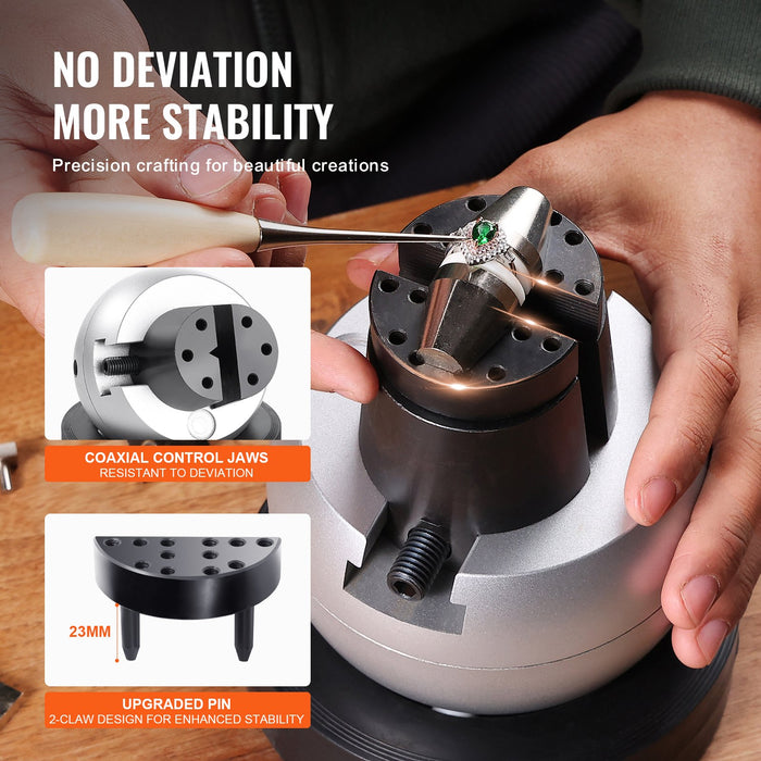 VEVOR Engraving Block 5 inch Ball Vise Setting Jewelry Ball Vise Engraving with 34PCS Attachment and Rubber Base