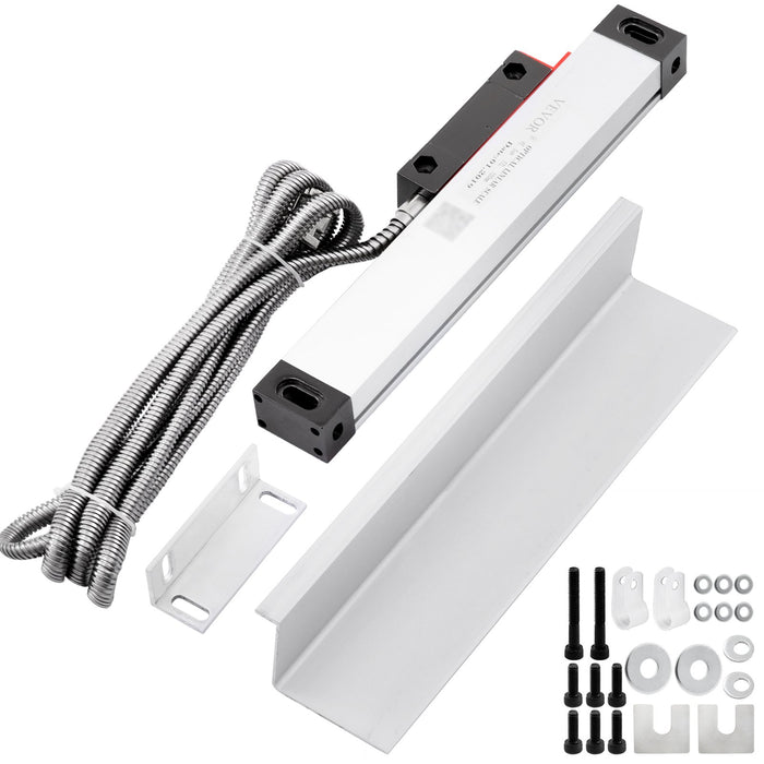 VEVOR Lathe Linear Scale 150 mm Linear Glass Scale, High Accuracy 0.0002" Optical Length, Precision Linear Scale, Aluminum Body for Drilling, Grinding, Mill Milling Lathe machine with Accessories